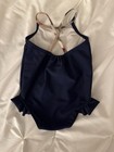 Burberry Baby Girls Navy One Piece Swimsuit Check Strap Ruffle 12m