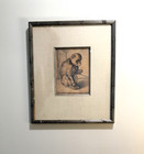 Vtg Chained Monkey Drawing Ornate Frame-style Like Hendrick Goltzius Old Master