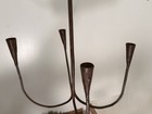 Antique Early American Hand-wrought Iron Chandelier Four Candle Arms Heart Shape