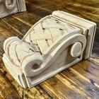Unfinished Rubberwood Basket Weave Corbel     4 1 2   t X 3   w X 2   d     Hand-carved 
