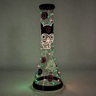Glow In Dark 10in Glass Bongs Water Pipes Smoking Beaker Bong W 14mm Bowl Hookah