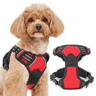 Soft No Pull Dog Pet Harness Reflective Strips Breathable Mesh Vest Red W handle