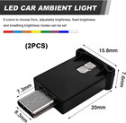 2 Pcs Usb Type C Led Ambient Light  8 Colors Rgb Car Ambient Lights Adjustable B