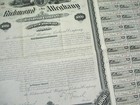 Richmond And Alleghany Railroad Company 1881 Bond Certificate Virginia Va Rr