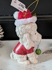 Pier 1 Christmas Poodle Dog Ornament Santa Hat Glitter Red Coat Holiday Decor