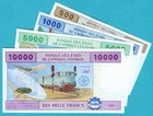 Central African States  congo  500   1000   5000   10 000 Francs 2002 Unc