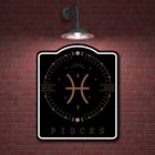 Pisces Zodiac Sign Astrology Horoscope Black Aluminum Composite Sign