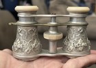 Lemaire F  Paris Antique Opera Glasses Floral Engraved Ornate Pre-1930 Aluminum 