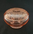 Cambridge Glass Co  Covered Powder Puff Box Etch 704 Peachblo Pink 4 Inch