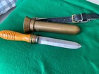 Vintage Morse Deep Sea Dive Knife With Brass Sheath Wood Handle Original Usa