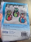 Rare  Herrschners Sunrise Wise Old Owl Sequin Bead Christmas Ornament Kit Make 3