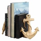 Nautical Coastal Home Decor Ship Anchor And Captain s Helm Wheel Bookends Set