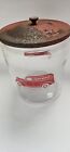 Antique Gordons Trucks Glass Canister Jar Metal Lid Vintage Truck