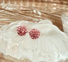 10k Yellow Gold With Pink Round Crystal Ball Screw Back Stud Earrings 10 Mm 