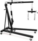 2 Ton Folding Engine Hoist 4400 Lbs Cherry Picker With Leveler 6 Swivel Casters