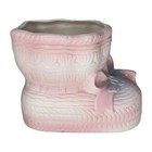 Vintage Parma By Aai Taiwan Knit Baby Bootie Decorative Planter Pink Ceramic