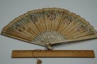 Antique Hand Painted Floral Folding Fan Vanity Collectible Decor