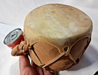 6 5 x4  Vintage Taos Pueblo Drum Rawhide   Cottonwood Native American Handmade
