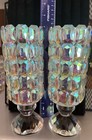 Pair Of Matching Table Top Decor Crystal Glass Candle Holders 8 h X 2 3 4  D Euc
