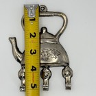 Vintage Metal Teapot Shaped Wall Hook Organizer Key Holder Hanger Cottage