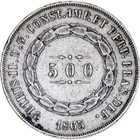 Brazil 500 Reis 1865  Old World Silver Coin   5499