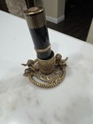 Vintage Ornate Gold Tone Metal Filigree Cherub Single Tube Lipstick Holder
