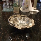 Gorgeous Antique vtg Ornate Cutouts Ruffled Edge Handled Sp Bridle Basket