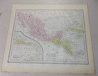 1887 Gaskell Map Of Mexico  B w Central America  West Indies  Cuba