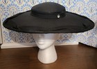True 1930s Black Wide Brim Fascinator Victorian  Hat