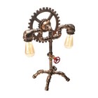 Industrial Steampunk Pipe Table Lamp Vintage 2 Lights Desk Lamp Gear Deco