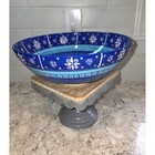 Kutahya Turkish Hand Painted Ceramic Bowl Blue Fish Iznik Style 10 Inch