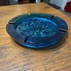 Vintage Le Smith Sand Scroll Ashtray Mid Mod Blue 10 Inch