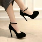 Elegant Women High Heel Pointy Toe Pumps Stilettos Ankle Strap Court Shoes 32-43