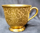 Stouffer Germany Rose   Daisy Pattern Porcelain Demitasse Cup 24 Kt Gold Plated