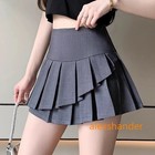 Irregular Pleated A Line Skirt Women Preppy Style High Waist Y2k Mini Skirts Wom