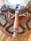 Vintage 70 s Fondue Set- Communal Pot- Lazy Susan- Glass Inserts- Forks-compete 