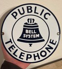 Vintage Sign- Bell System Public Telephone- Round Metal Sign