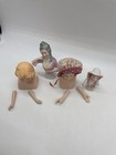 Porcelain Doll Head Pin Cushion Tops Lot Of 4 Hand Painted Germany Japan