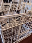 Vintage Decorative Hanging White Wire Metal Wood Bird Cage Dome Top Opens 19  T