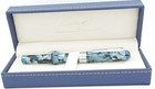 Conklin Crescent Blue Array   Chrome Fountain Pen - Broad Nib - New