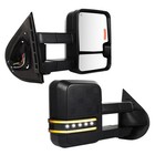 Pair Towing Mirrors Pwr Htd Arrow Backup 07-13 Chevy Silverado Gmc Sierra Black