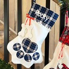 Personalized Plaid Pet Paw Christmas Stocking - Dog