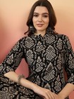 Indian Women Black Ethnic Motifs Rayon Printed Kurta Kurti Top Tunic New Dress