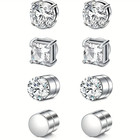 1 Pairs Crystal Strong Magnetic Ear Stud Clip Earrings For Men Women Punk Round