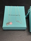 Tiffany Pink Double Heart Tag Pendant In Silver  Mini