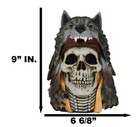 9 h Large Koitsenko Warrior Chief Black Wolf Headdress Skull Statue Decor