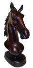 Horse Head Statue Bust Figure Dark Brown Detailed Equestrian Composite Material 