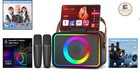 Karaoke Machine With 2 Wireless Microphones portable Bluetooth 5 3 Speaker Light