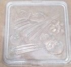 Vin Federal Glass Square Clear Ribbed Refridg Dish Embossed Vegetable Lid