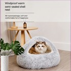 Pet Dog Cat Bed Round Plush Kitten Warm Sleeping Nest Bed Cat Igloo Cave House